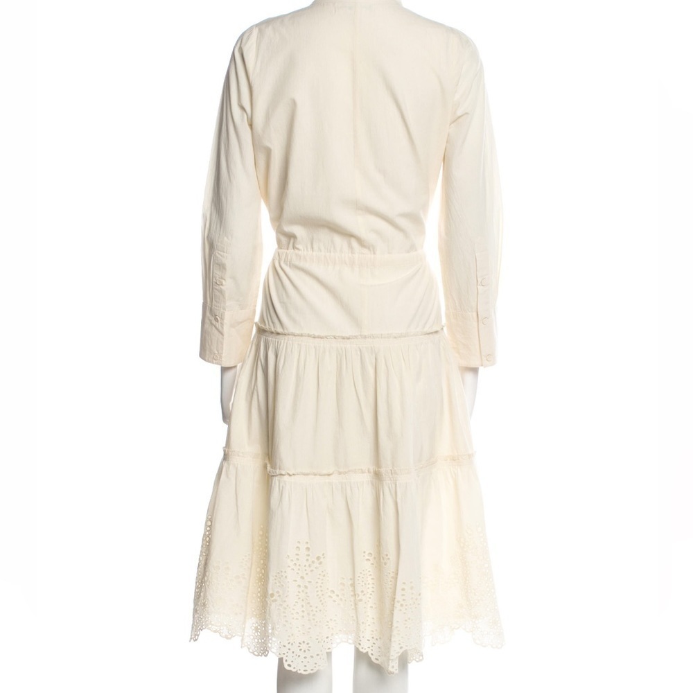 Apiece Apart / eyelet tiered midi shirt dress cream sz 4 small - Picture 3 of 6